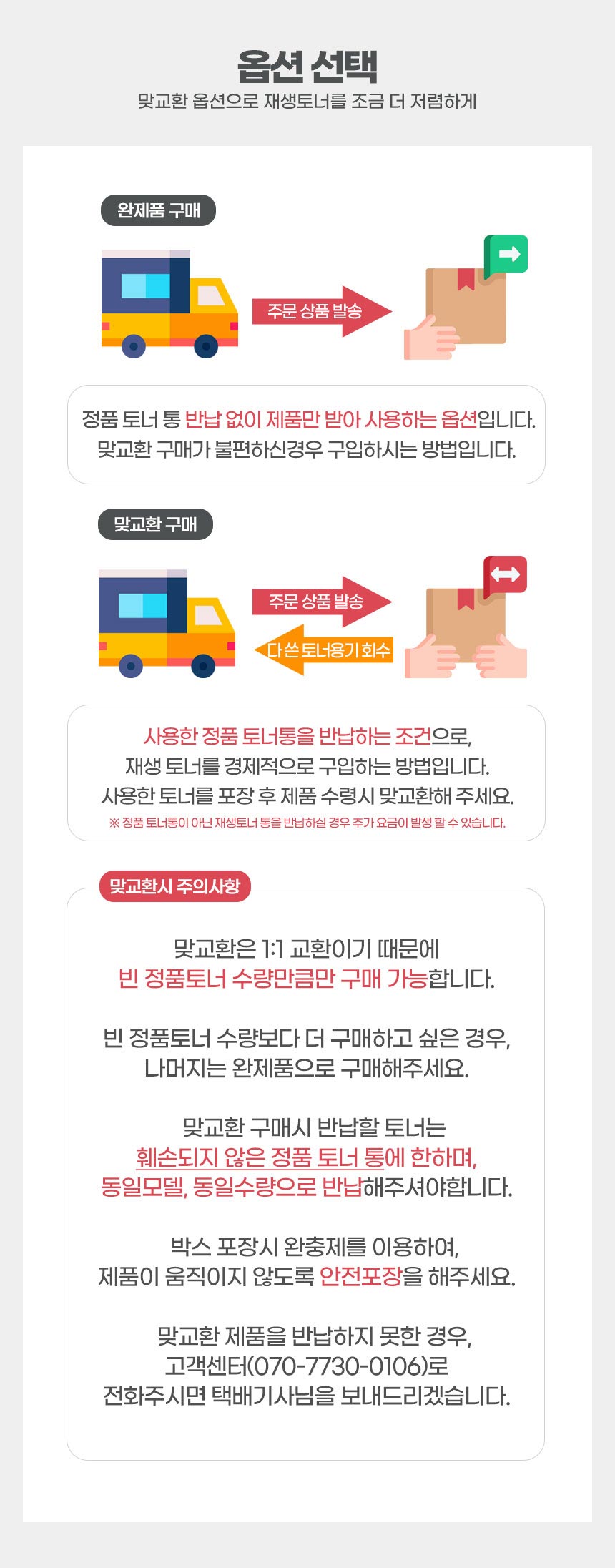 토너 맞교환 유의사항